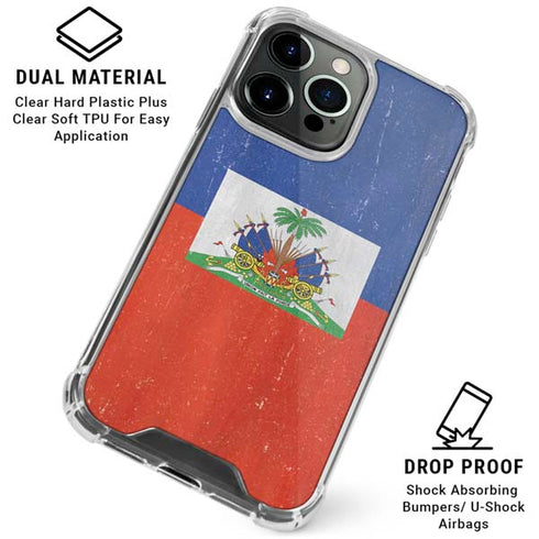 Haiti Flag Distressed iPhone 16 Pro Clear Case
